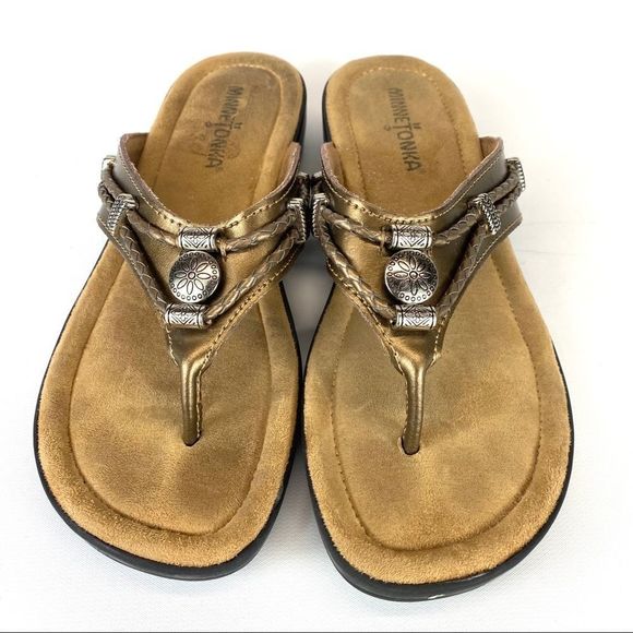 Minnetonka Brown and Tan Sandals - Picture 1 of 16